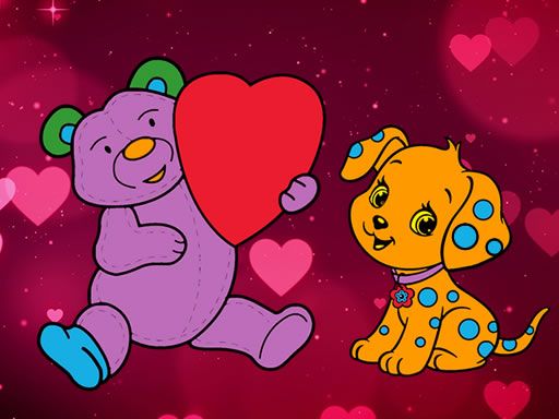 Valentine Pets Coloring Book - browser game screenshot