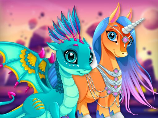 Cute Unicorns And Dragons Puzzle Cute Unicorns And Dragons Puzzle - browser game screenshot