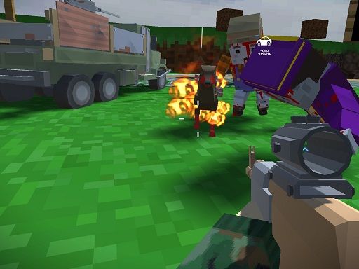 Blocky Zombie And Vehicle Shooting - browser game screenshot
