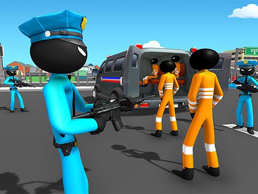 US Police Stickman Criminal Plane Transporter Game - browser game screenshot