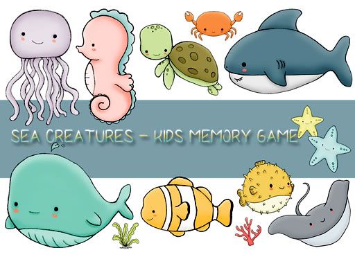 Kids Memory Sea Creatures - browser game screenshot