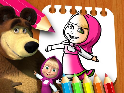 Masha & the Bear Coloring Book - browser game screenshot