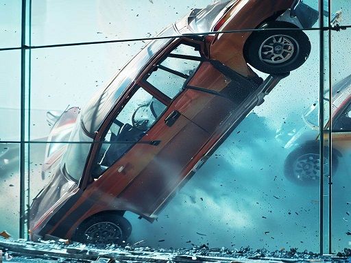Stunt Car Crash Glass - browser game screenshot