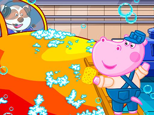 Hippo Car Service Station - browser game screenshot
