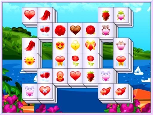 Valentines Mahjong Deluxe - browser game screenshot