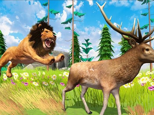 Realistic Lion Hunting Animal 2024 - browser game screenshot