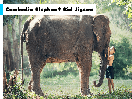 Cambodia Elephant Kid Jigsaw - browser game screenshot