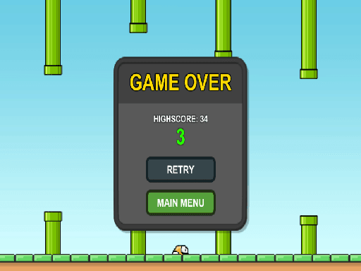 Flappy Bird 2D game - browser game screenshot
