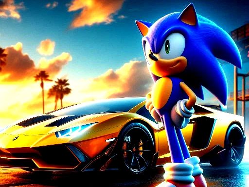 Sonic Run for Lamborghini - browser game screenshot