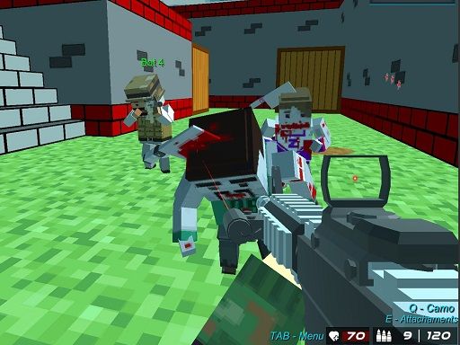 Shooting Zombie Blocky combat Warfare - browser game screenshot