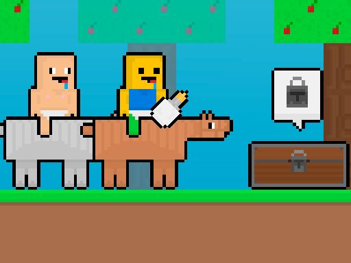 Baby Noob vs Baby Obby Horse - browser game screenshot