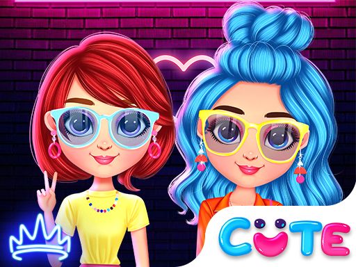 Rainbow Girls Neon Fashion - browser game screenshot