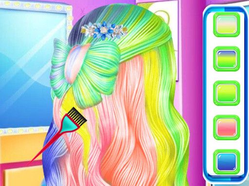 Fashion Rainbow Hairstyle Design - browser game screenshot