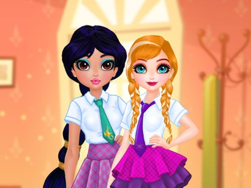 Princesses BFF Rush to School - browser game screenshot