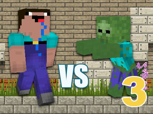 Minecraft Noob vs Zombies 3 - browser game screenshot