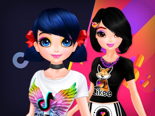 TikTok girls vs Likee girls - browser game screenshot