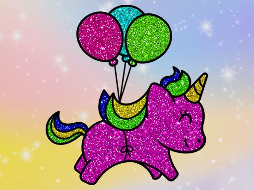 Coloring Book: Glittered Unicorns - browser game screenshot
