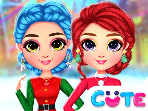Rainbow Girls Christmas Outfits - browser game screenshot