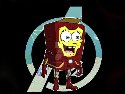 spongebob iron man - browser game screenshot