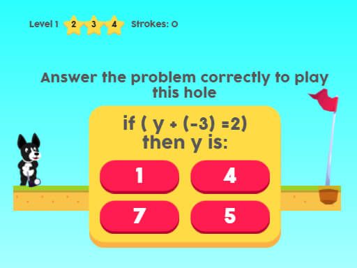 MathPup Golf 4 Algebra - browser game screenshot