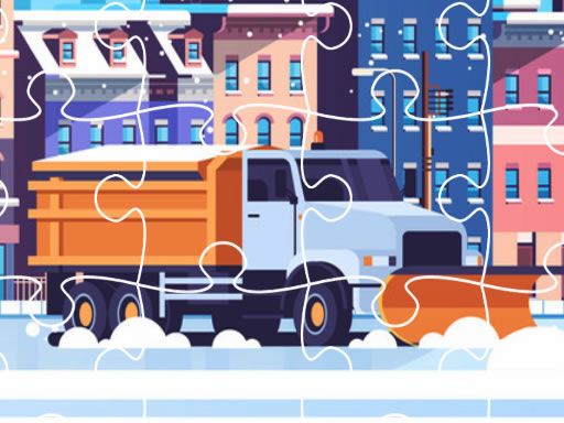 Snow Plow Trucks Jigsaw - browser game screenshot