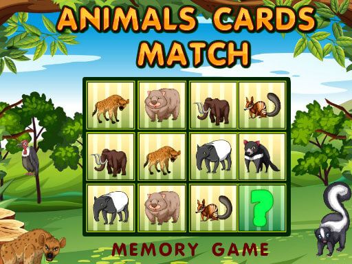 Animals Cards Match - browser game screenshot