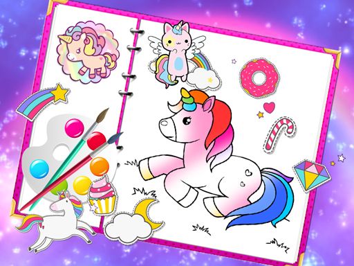 Fabulous Cute Unicorn Coloring Book - browser game screenshot