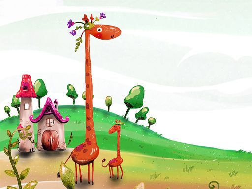 Cartoon Giraffe Puzzle - browser game screenshot