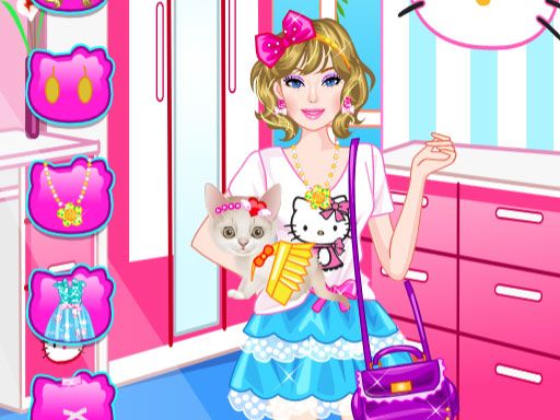Barbie With Kitty - browser game screenshot