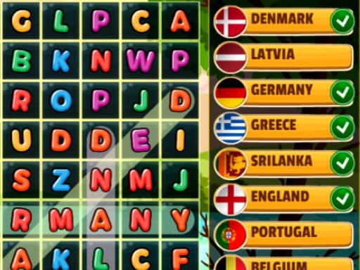 Word Search Countries - browser game screenshot