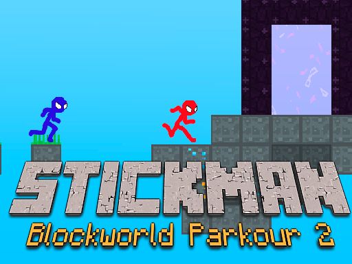 Stickman Blockworld Parkour 2 - browser game screenshot