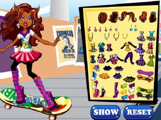 Clawdeen skates - browser game screenshot