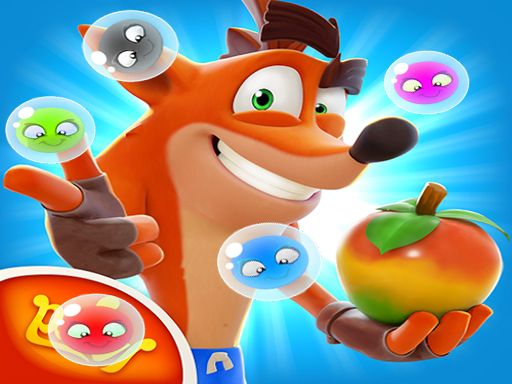 Crash Bandicoot And Frog Super Shooter Bubbles - browser game screenshot