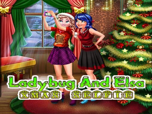 Ladybug And Elsa Xmas Selfie - browser game screenshot
