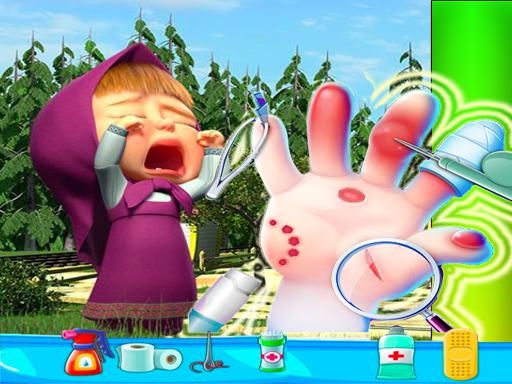 Masha Bee Hand Doctor Game Online - Hospital Surge - browser game screenshot