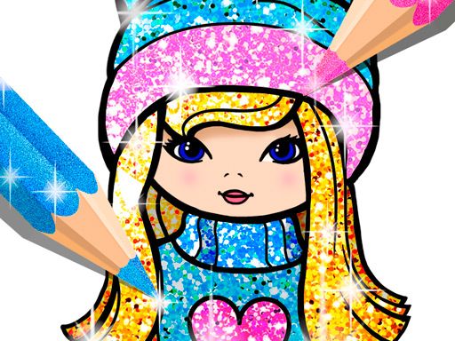 Girls Coloring Book Glitter - browser game screenshot