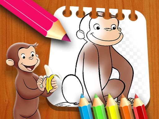 Curious George Coloring Book - browser game screenshot