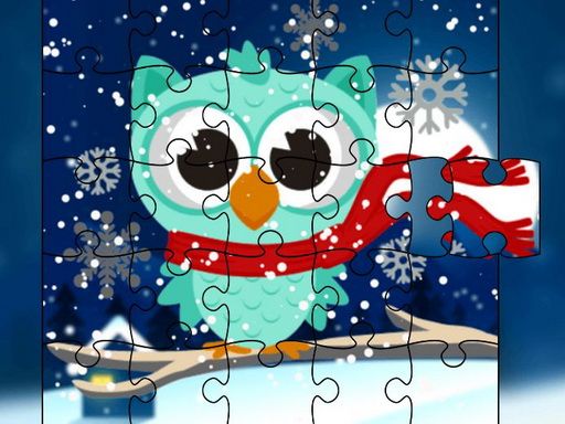 Winter Snowy Owls Jigsaw - browser game screenshot