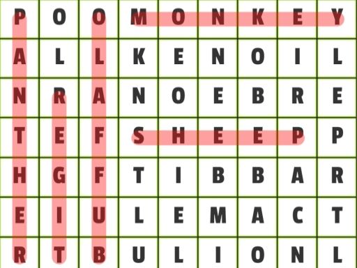 Animals Word Search - browser game screenshot