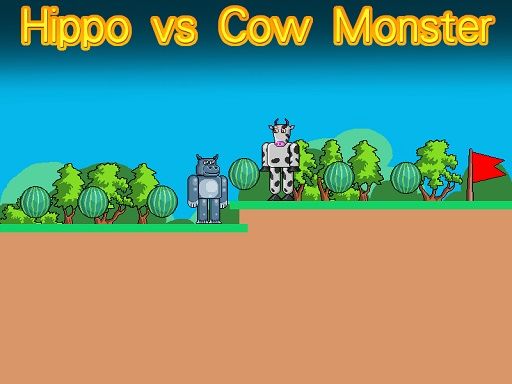 Hippo vs Cow Monster - browser game screenshot