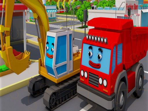Trucks and Digger Jigsaw - browser game screenshot
