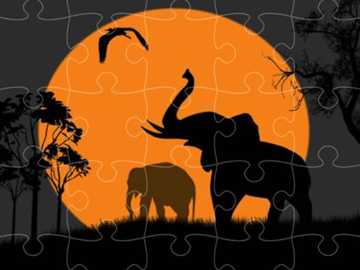Elephant Silhouette Jigsaw - browser game screenshot