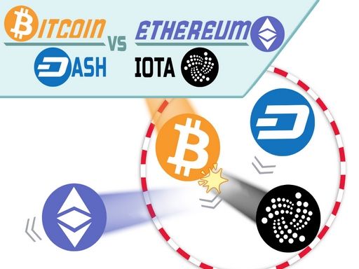 BITCOIN vs ETHEREUM DASH IOTA - browser game screenshot