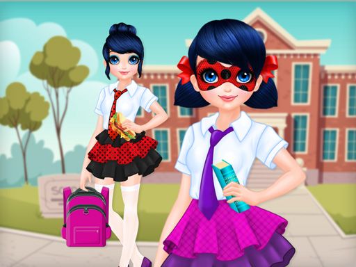 Dotted Girl Back To School - browser game screenshot