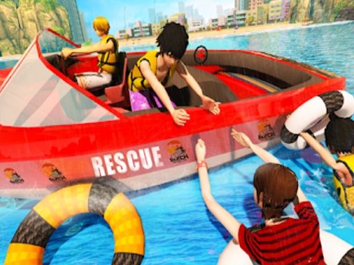 Beach Rescue Emergency Boat - browser game screenshot