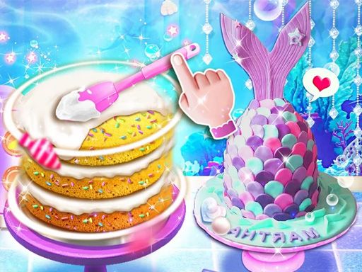 Unicorn Chef Mermaid Cake - browser game screenshot