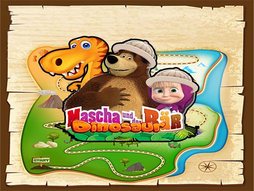 Masha and The Bear dinosaur - browser game screenshot