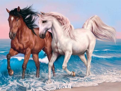 Animals Jigsaw Puzzle - Horses - browser game screenshot
