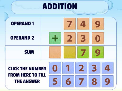 Addition Practice - browser game screenshot