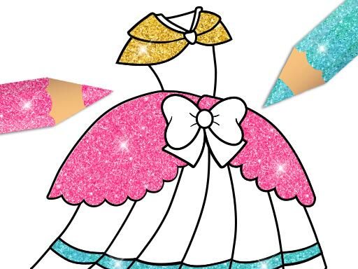 Glitter Dress Coloring - browser game screenshot